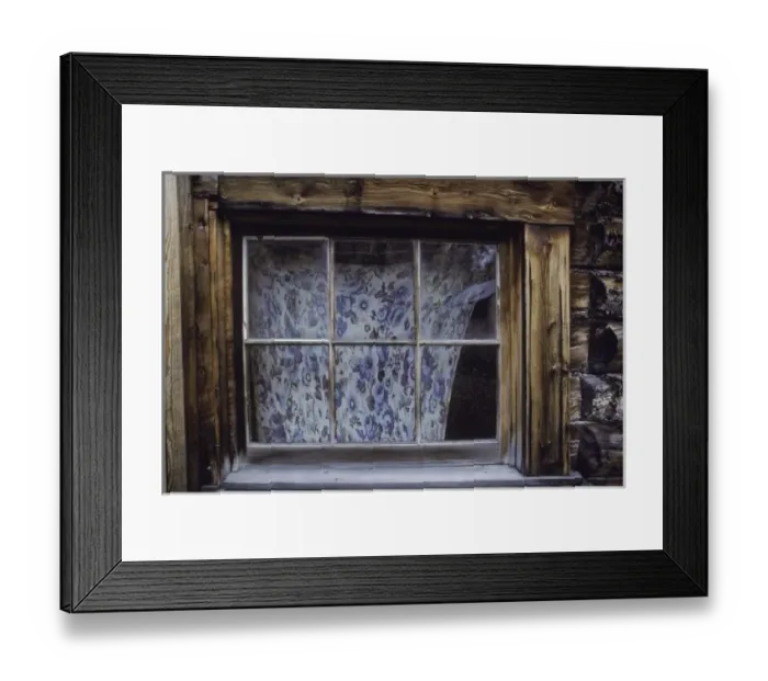 Framed Print : USA, Alaska, Chugach Mountains. A colorful curtain hangs in window of abandoned gold-mining cabin Framed Print : USA, Alaska, Chugach Mountains. A colorful curtain hangs in window of abandoned gold-mining cabin