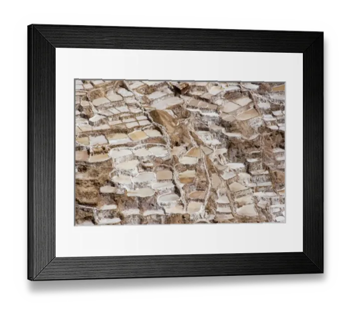 Framed Print : South America - Peru. Salt ponds near Maras where the salt water evaporates and salt