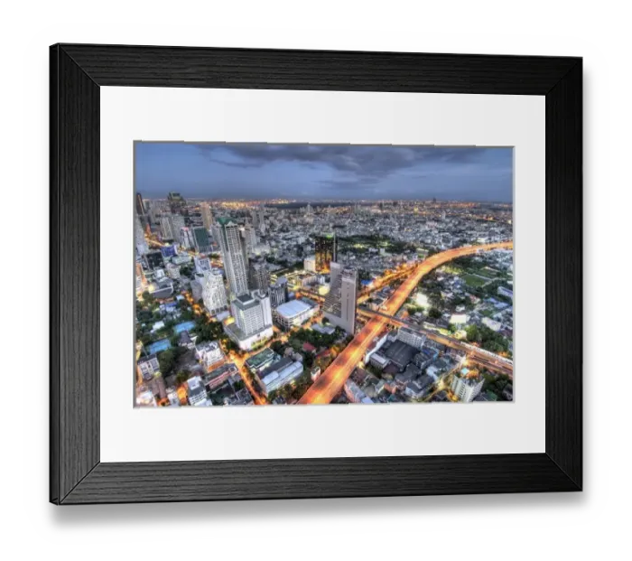 Framed Print : Thailand, Bangkok. Overview of city at dusk Framed Print : Thailand, Bangkok. Overview of city at dusk