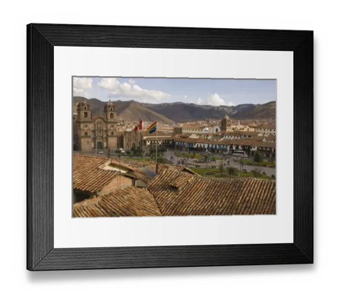 Framed Print : Christian Cathedral and gardens in Plaza de Armas, Cuzco, Peru. Cuzco city is a Framed Print : Christian Cathedral and gardens in Plaza de Armas, Cuzco, Peru. Cuzco city is a