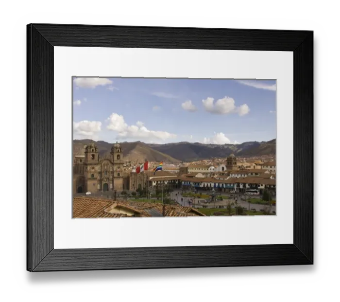 Framed Print : Christian Cathedral and gardens in Plaza de Armas, Cuzco, Peru. Cuzco city is a Framed Print : Christian Cathedral and gardens in Plaza de Armas, Cuzco, Peru. Cuzco city is a