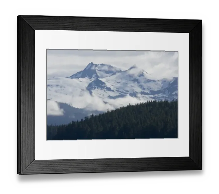 Framed Print : USA, Alaska, Tongass National Forest, Glacier covered mountain peaks on Baranof Island