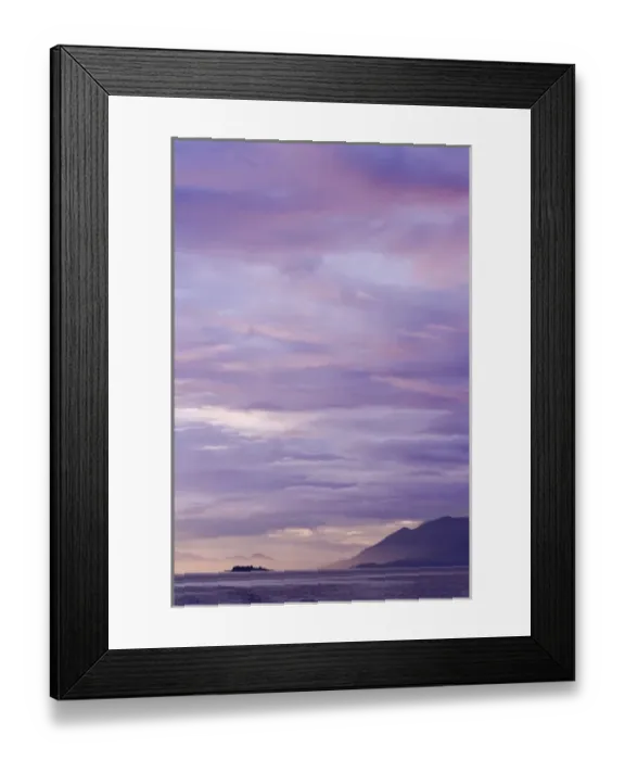 Framed Print : USA, Alaska, Ketchikan. Purple-colored sunset