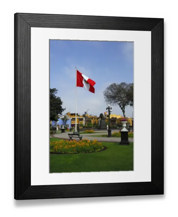 Framed Print : South America, Peru, Lima. Small town square in front of the National Museum of Archaeology Framed Print : South America, Peru, Lima. Small town square in front of the National Museum of Archaeology