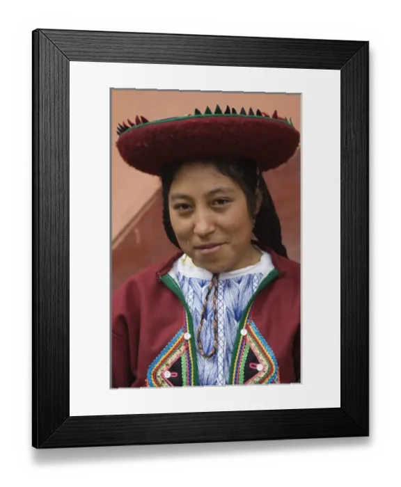 Framed Print : Woman in traditional dress and hat, Chinchero, Department of Cuzco, Peru. (MR) Framed Print : Woman in traditional dress and hat, Chinchero, Department of Cuzco, Peru. (MR)
