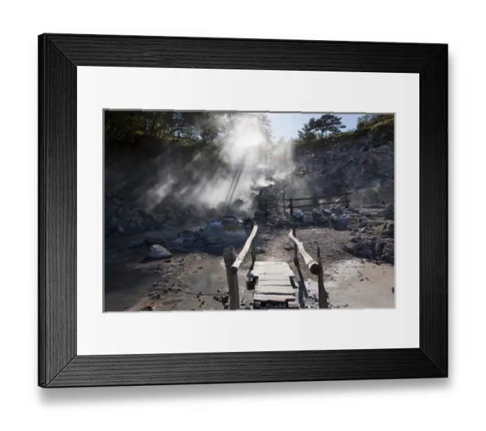 Framed Print : Costa Rica, Guanacaste Province, Miravalles, Steam rises up from fumarole by walkway Framed Print : Costa Rica, Guanacaste Province, Miravalles, Steam rises up from fumarole by walkway