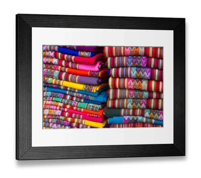 Framed Print : Textiles being sold at a market in Lima, Peru