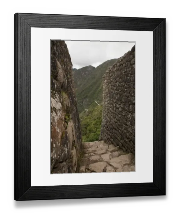 Framed Print : South America, Peru, Machu Picchu. Stone stairway between walls. (UNESCO World Heritage Framed Print : South America, Peru, Machu Picchu. Stone stairway between walls. (UNESCO World Heritage