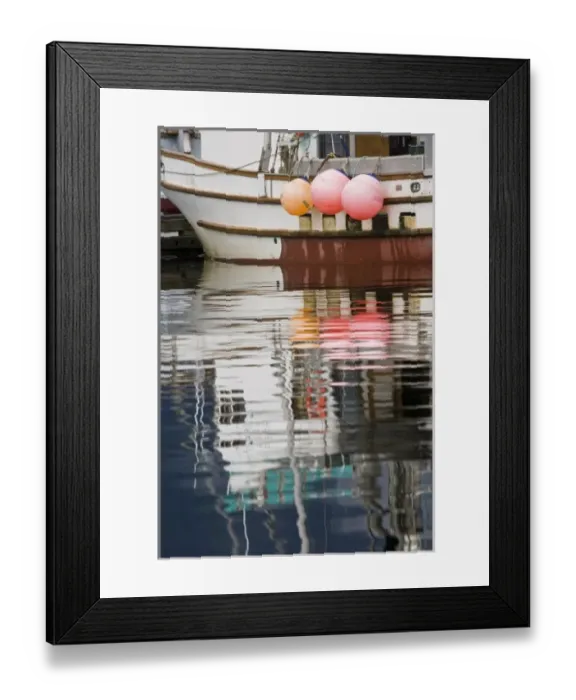 Framed Print : USA, Alaska, Petersburg. Fishing boats reflect in water of harbor Framed Print : USA, Alaska, Petersburg. Fishing boats reflect in water of harbor