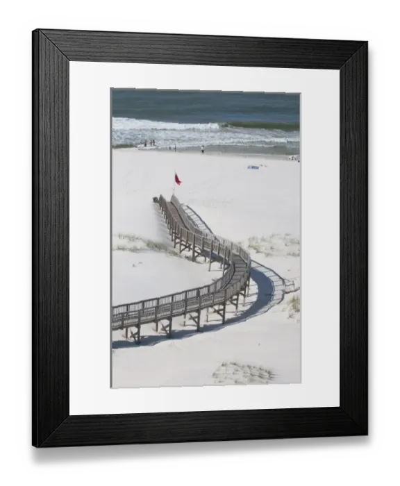 Framed Print : USA, Alabama, Gulf Shores. Red warning flag posted to indicate winds  /  tides causing