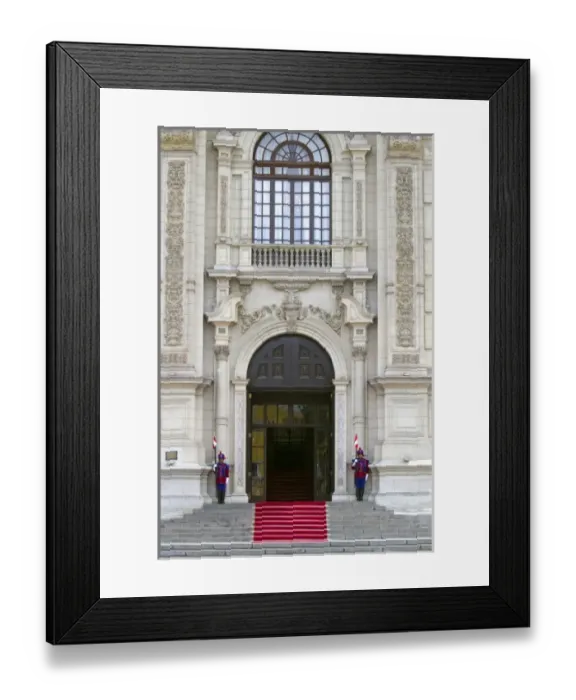 Framed Print : Guards at the Government Palace of Peru (AKA House of Pizarro) located on the north