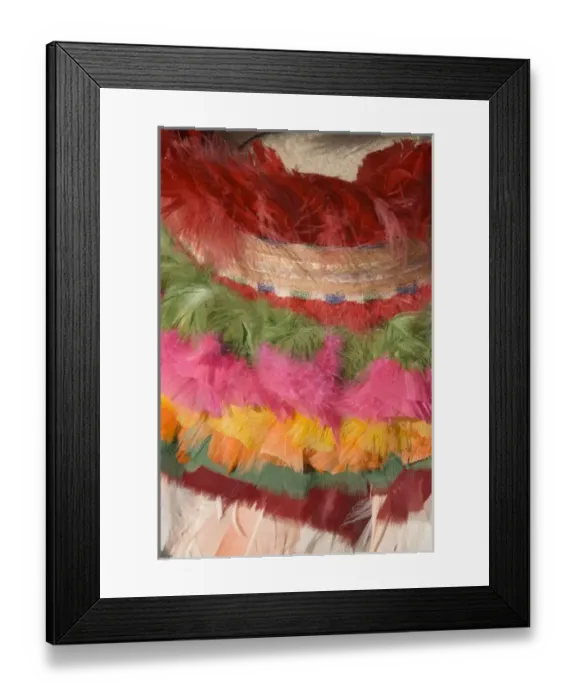 Framed Print : Close-up of feathers on elaborate hat worn during traditional dances, Taquile Island Framed Print : Close-up of feathers on elaborate hat worn during traditional dances, Taquile Island