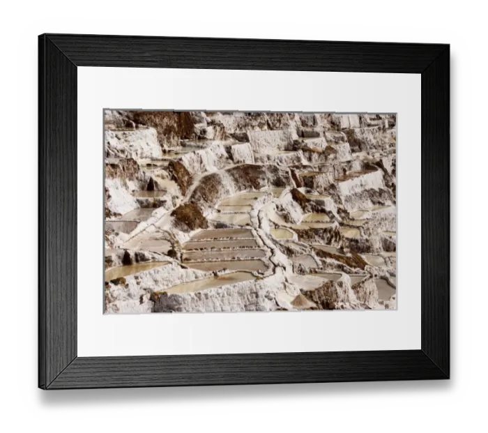 Framed Print : Peru, Cusco valley, salt mine in the mountains, detail Framed Print : Peru, Cusco valley, salt mine in the mountains, detail