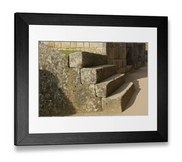 Framed Print : Peru, Machu Picchu, Four stone steps showing Inca craftsmanship. Credit as: Dennis Framed Print : Peru, Machu Picchu, Four stone steps showing Inca craftsmanship. Credit as: Dennis