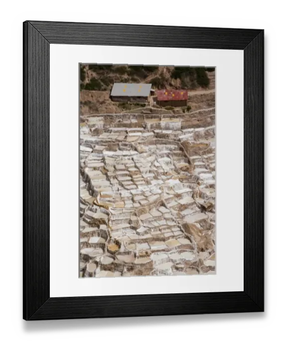 Framed Print : South America - Peru. Salt ponds near Maras where the salt water evaporates and salt