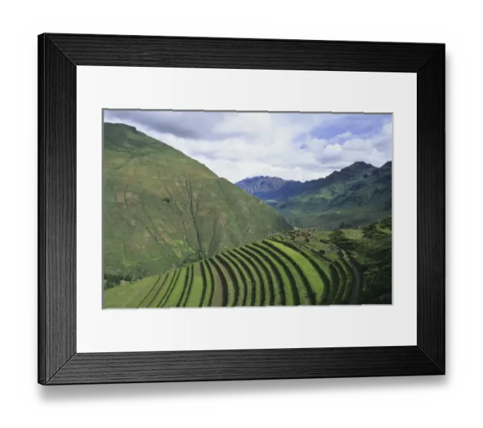 Framed Print : The lower ruins of the Pisac citadel, the largest fortress-city of the Inca culture Framed Print : The lower ruins of the Pisac citadel, the largest fortress-city of the Inca culture
