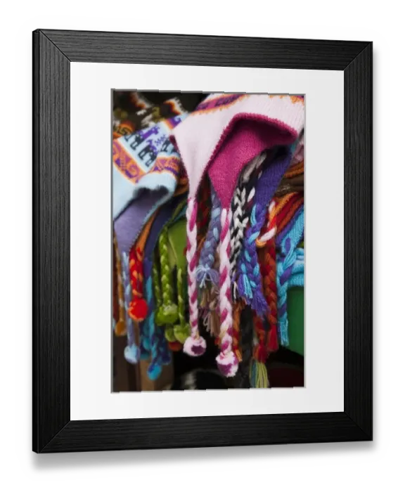 Framed Print : South America, Peru, Aguas Calientes. Traditional, colorful Peruvian hats for sale Framed Print : South America, Peru, Aguas Calientes. Traditional, colorful Peruvian hats for sale