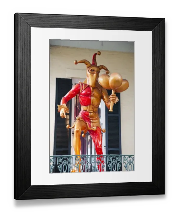 Framed Print : USA, Alabama, Mobile. Mardi Gras Museum of Mobile, exterior, jester statue