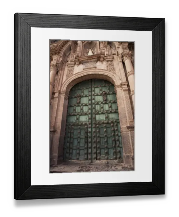 Framed Print : South America, Peru, Cuzco. The door of Iglesia de la CompaAnAia de Jesus- the Jesuit