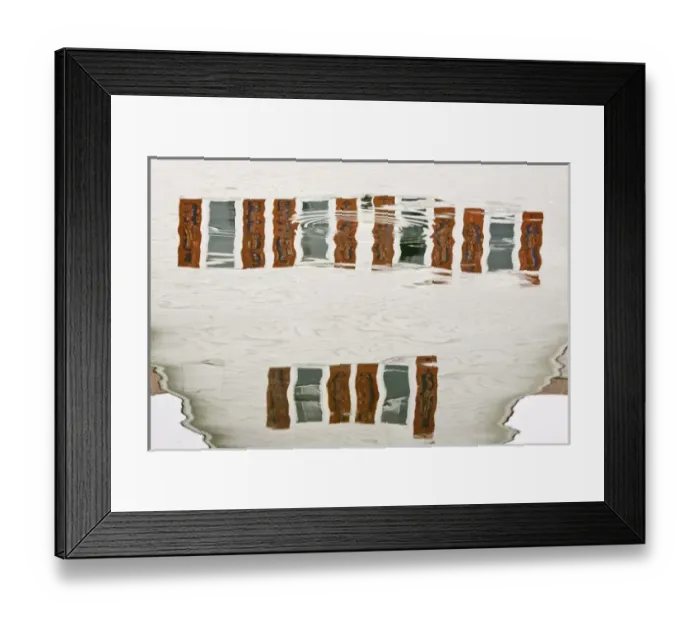 Framed Print : USA, Alaska, Petersburg. Water reflection of the Sons of Norway Hall