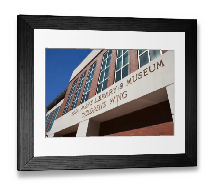 Framed Print : USA, Alabama, Montgomery. Rosa Parks Museum, commemorates the life of bus segregation protester Framed Print : USA, Alabama, Montgomery. Rosa Parks Museum, commemorates the life of bus segregation protester