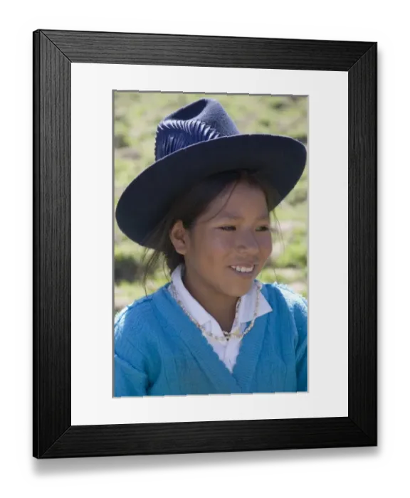 Framed Print : Girl (13 years) in traditional dress, Vicos, Peru. (MR)