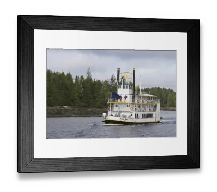 Framed Print : USA, Alaska. Alaska Queen paddle wheeler cruising in Inside Passage