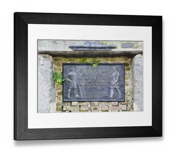 Framed Print : USA, Alabama, Mobile. Bienville Square, commemoration plaque for the Battle of Mobile Bay Framed Print : USA, Alabama, Mobile. Bienville Square, commemoration plaque for the Battle of Mobile Bay