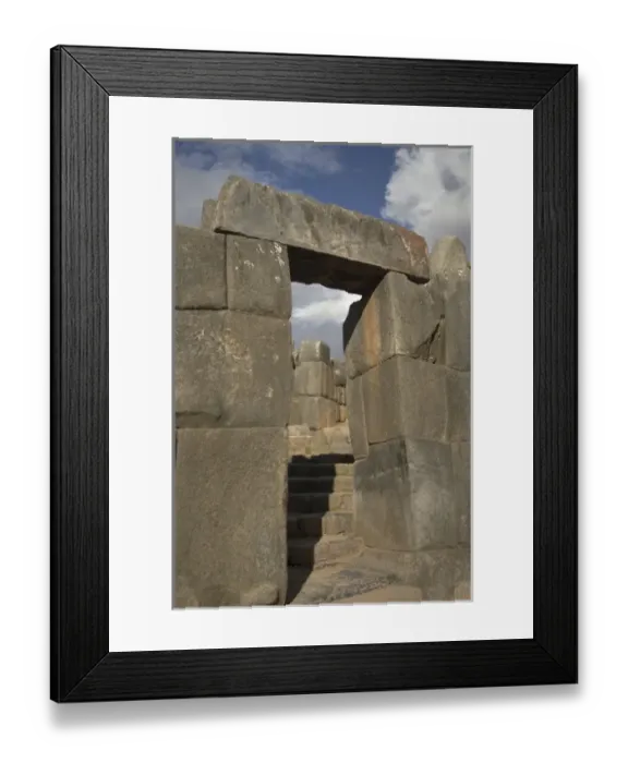 Framed Print : Sacsayhuaman, Inca ruins of military and religious significance. Walls are made of Framed Print : Sacsayhuaman, Inca ruins of military and religious significance. Walls are made of