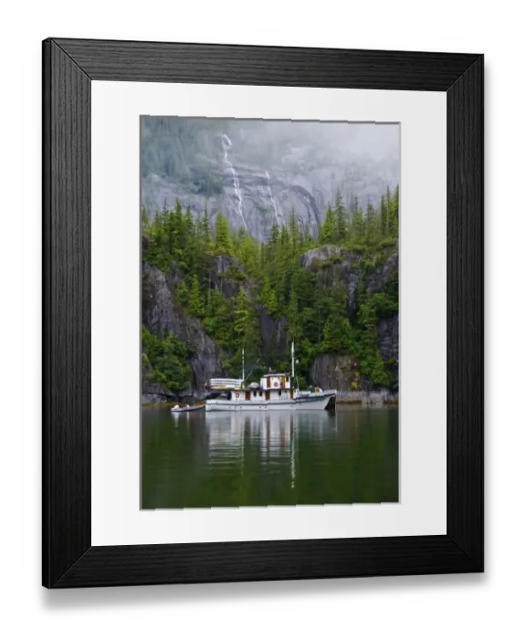 Framed Print : USA, Alaska, Inside Passage. Old boat anchored along shore Framed Print : USA, Alaska, Inside Passage. Old boat anchored along shore