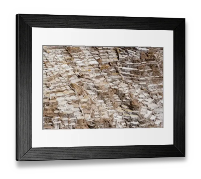 Framed Print : South America - Peru. Salt ponds near Maras where the salt water evaporates and salt