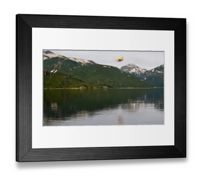 Framed Print : Alaska. Katmai NP. A DeHavilland Beaver takes off from Kinak Bay, with Hidden Harbor Framed Print : Alaska. Katmai NP. A DeHavilland Beaver takes off from Kinak Bay, with Hidden Harbor