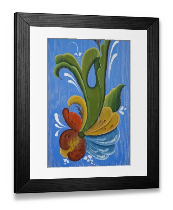Framed Print : USA, Alaska, Petersburg. Close-up of Norwegian rosemaling, a decorative rose painting