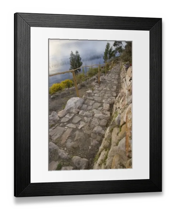 Framed Print : Stone path to lake, Suasi Island (also known as Isla Suasi), Lake Titicaca, Peru. (PR) Framed Print : Stone path to lake, Suasi Island (also known as Isla Suasi), Lake Titicaca, Peru. (PR)