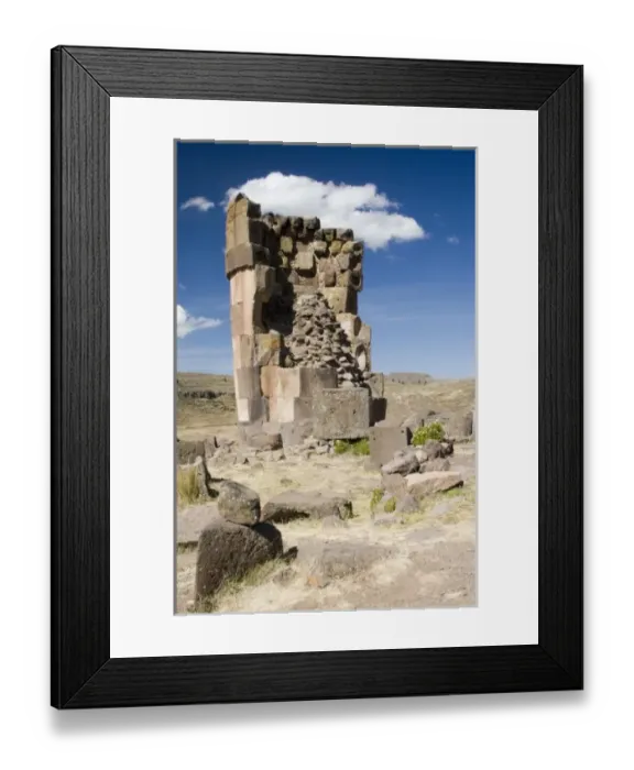 Framed Print : South America - Peru. Funerary towers called chullpas at the site of Sillustani near Lake Titicaca Framed Print : South America - Peru. Funerary towers called chullpas at the site of Sillustani near Lake Titicaca