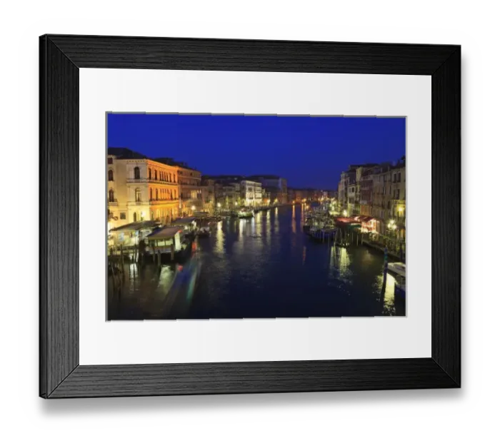 Framed Print : View from Rialto Bridge (13th century wood bridge) along Grand Canal, Venice, Italy