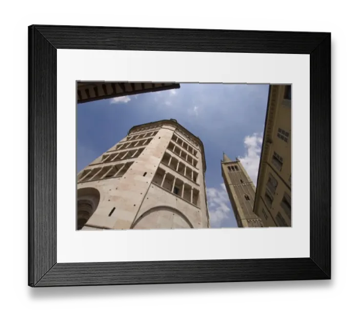 Framed Print : Baptistry and Duomo (Cathedral) Bell Tower, Parma, Emilia-Romagna, Italy