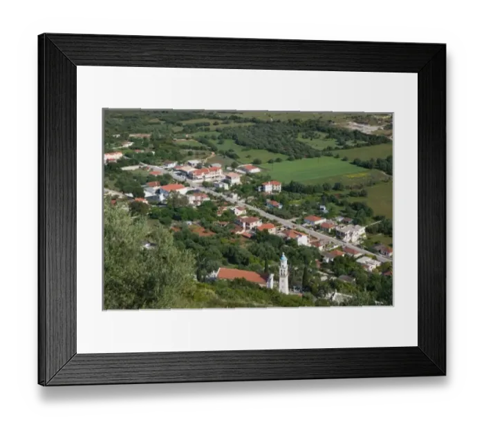 Framed Print : GREECE, Ionian Islands, KEFALONIA, Travliata: Agios Giorgios Castle view of Lower Town Framed Print : GREECE, Ionian Islands, KEFALONIA, Travliata: Agios Giorgios Castle view of Lower Town