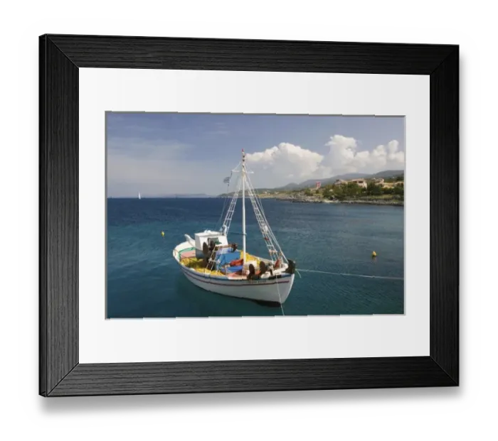 Framed Print : GREECE, Ionian Islands, ZAKYNTHOS, AGIOS NIKOLAOS: Boat Harbor / Small Fishing Boat Framed Print : GREECE, Ionian Islands, ZAKYNTHOS, AGIOS NIKOLAOS: Boat Harbor / Small Fishing Boat