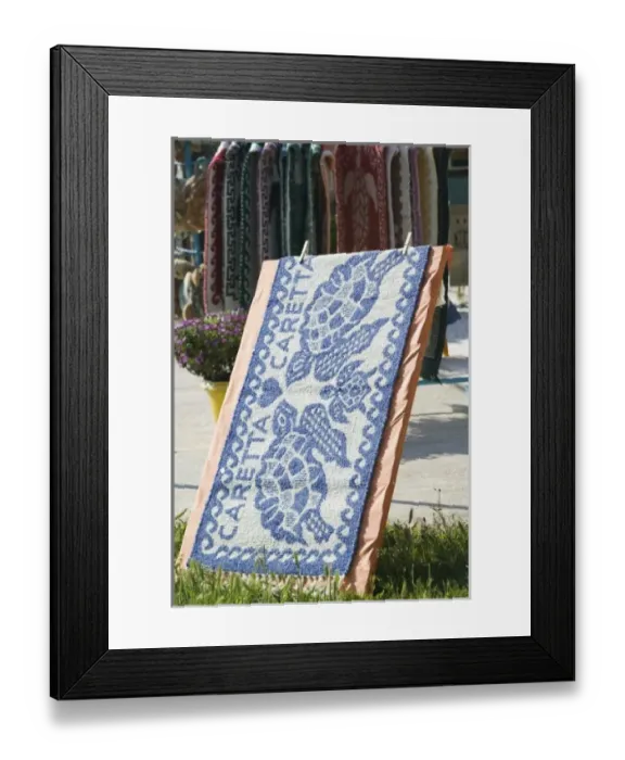 Framed Print : GREECE, Ionian Islands, ZAKYNTHOS, ANAFONITRIA: Locally made Rug with Caretta caretta