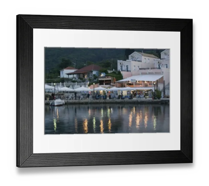 Framed Print : GREECE, Ionian Islands, KEFALONIA, Fiskardo: Yacht Harbor, Evening Cafe View Framed Print : GREECE, Ionian Islands, KEFALONIA, Fiskardo: Yacht Harbor, Evening Cafe View