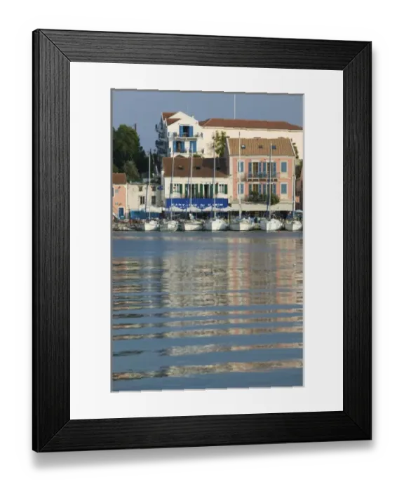 Framed Print : GREECE, Ionian Islands, KEFALONIA, Fiskardo: Yacht Harbor, Afternoon View