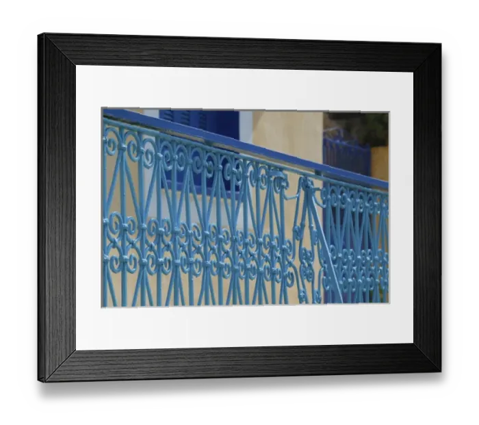 Framed Print : GREECE, Ionian Islands, KEFALONIA, Assos: Blue Banister Framed Print : GREECE, Ionian Islands, KEFALONIA, Assos: Blue Banister