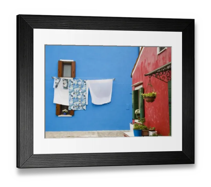 Framed Print : Island of Burano, Burano, Italy. Colorful Burano City homes