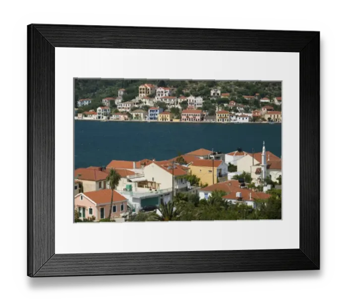 Framed Print : GREECE, Ionian Islands, ITHAKI (Ithaca), Vathy: Ithakis Main Town, Overview