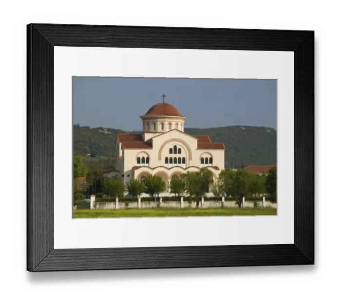 Framed Print : GREECE, Ionian Islands, KEFALONIA, Valsamata: St. Gerasimou Monastery Exterior