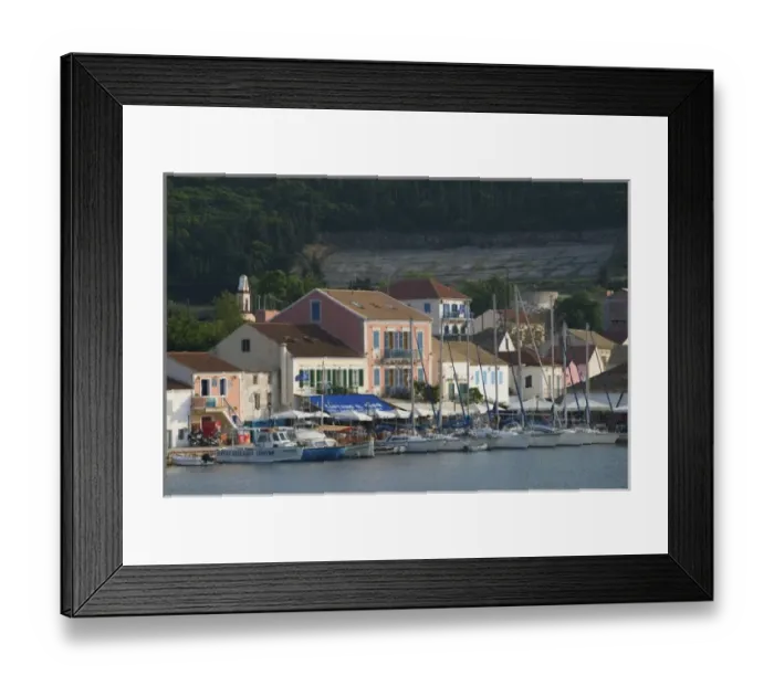 Framed Print : GREECE, Ionian Islands, KEFALONIA, Fiskardo: Yacht Harbor, Afternoon View Framed Print : GREECE, Ionian Islands, KEFALONIA, Fiskardo: Yacht Harbor, Afternoon View