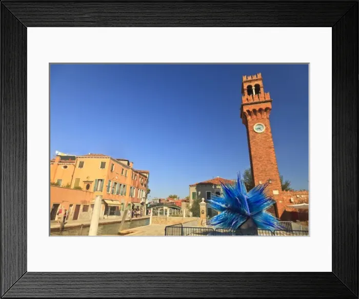 Framed Print : Large Glass Statue and Bell Tower, Murano Island, Lagoon Tour near Venice, Italy Framed Print : Large Glass Statue and Bell Tower, Murano Island, Lagoon Tour near Venice, Italy