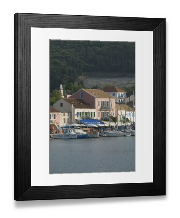 Framed Print : GREECE, Ionian Islands, KEFALONIA, Fiskardo: Yacht Harbor, Afternoon View Framed Print : GREECE, Ionian Islands, KEFALONIA, Fiskardo: Yacht Harbor, Afternoon View