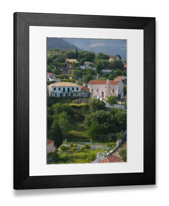 Framed Print : GREECE, Ionian Islands, KEFALONIA, Assos: Resort Town Buildings